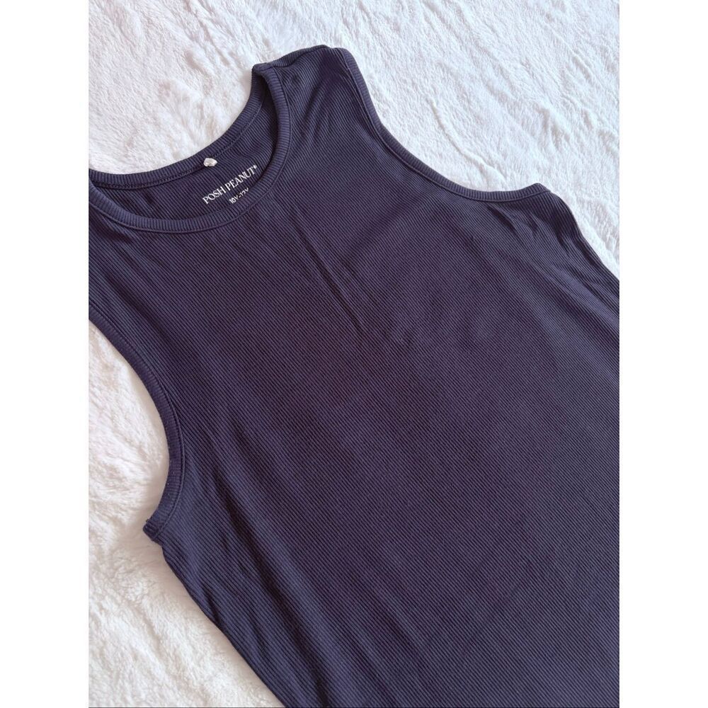 Posh Peanut 10–12 Ribbed Navy Sleeveless Tank Top